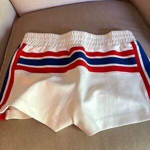 Pam & Gela Women's White Shorts with Red and Blue Stripes
